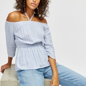 Striped Bardot Halter Top